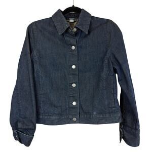 Banana Republic Rolling Stones Embroidered Denim Jacket Button Up Blue Size S